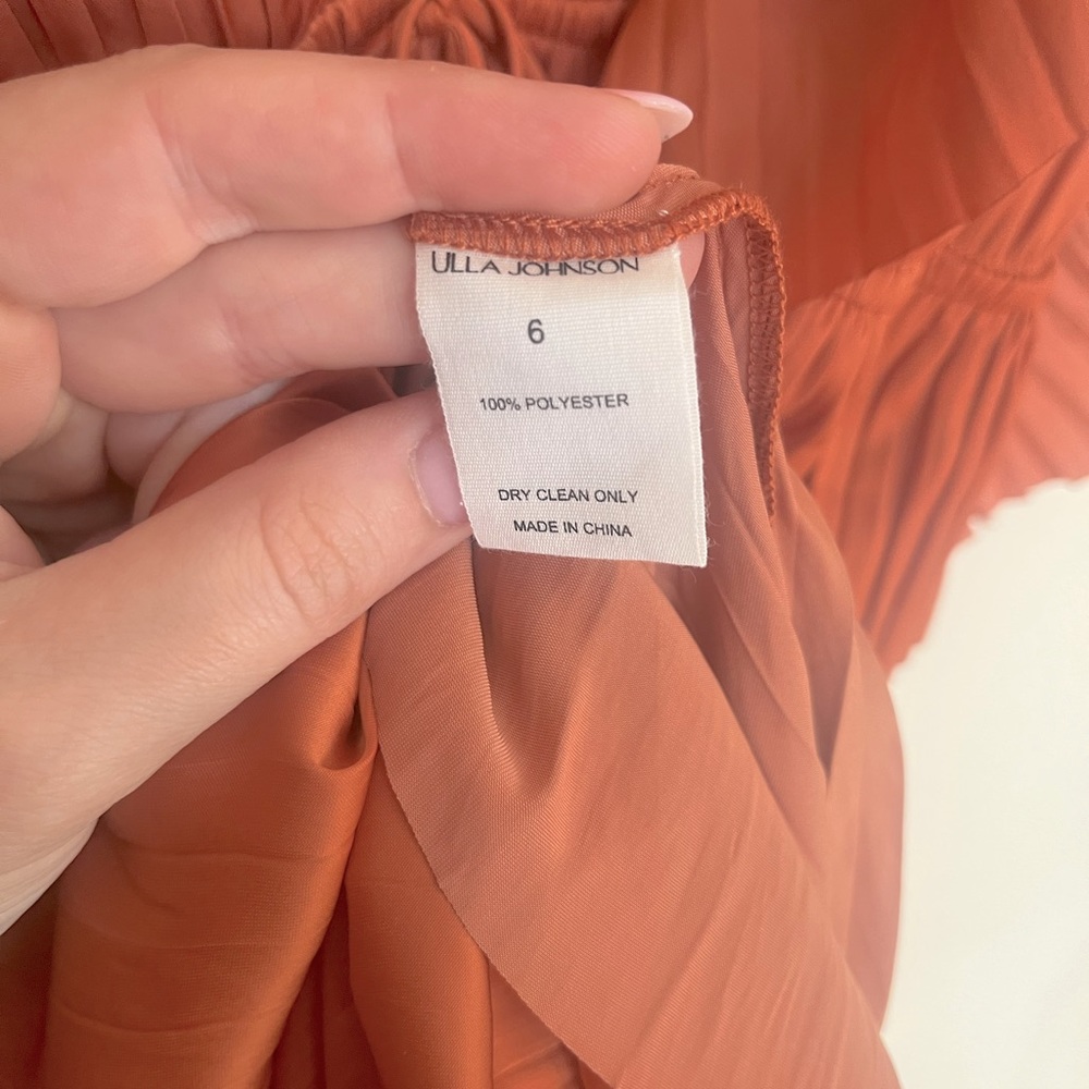 Ulla Johnson Letty Pleated Ruffe Satin Midi Dress - Picture 11 of 12